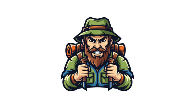 Rugged bearded adventurer wearing a hat and backpack ready for exploration.
