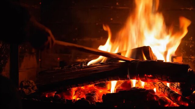 Wood burning in a fireplace emphasizing modern aesthetics and minimalist design