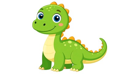 Fototapeta premium Smiling Cartoon Green Dinosaur Illustration.