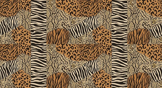 Animal print patterns with leopard, zebra and tiger textures