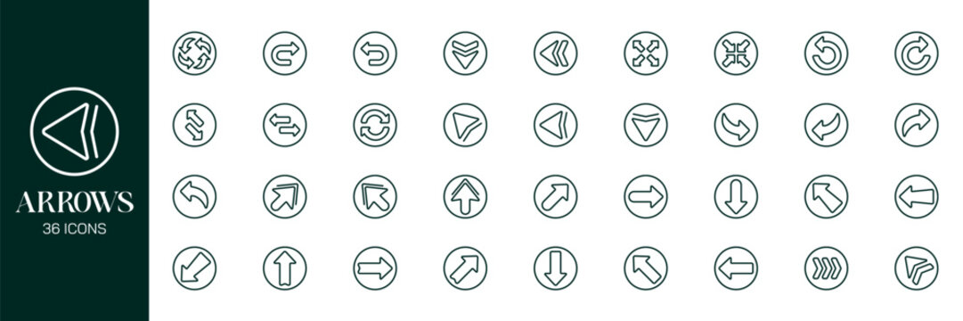 Arrow Icons Set with Directional Pointers Collections, Doodle Style Navigation Symbols. Black Arrow vector .