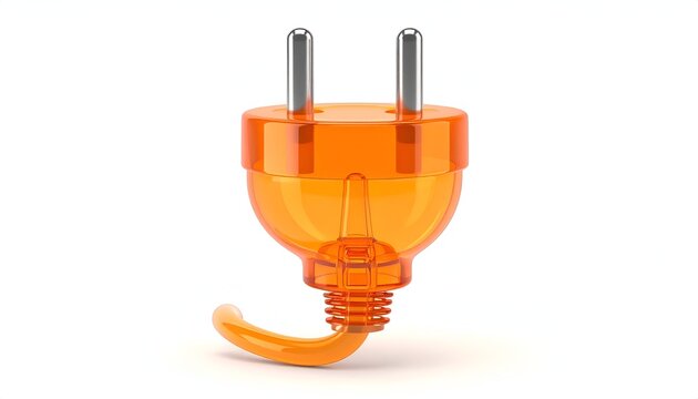 Orange European Plug - A Close-Up Isolated on White.