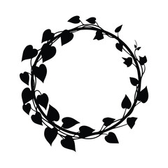 Circular ivy leaf wreath silhouette vector design element