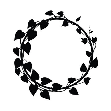 Circular ivy leaf wreath silhouette vector design element