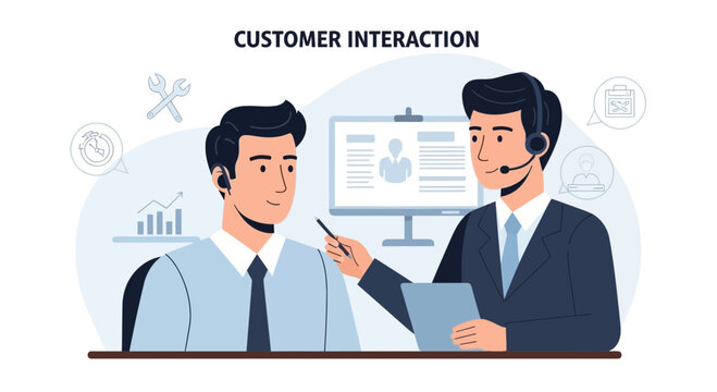 Customer Interaction & Support Service Concept Illustration