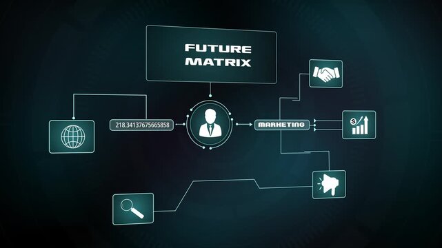 Future matrix business networking, Corporate marketing technology, Digital data analytics dashboard, Professional innovation growth strategy.