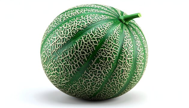 Fresh and Ripe Cantaloupe Melon on White Background.