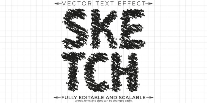 Sketch architect drawing text effect, editable engineering and architectural text style