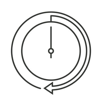 Linear Clock Icon with Outer Counter Clockwise Loop Arrow Signifying History Backups Recovery or Time Travel Concepts