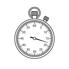 Fototapeta premium Traditional Mechanical Stopwatch Vector Icon with Fine Graduation Scale Representing Laboratory Experiment Measurement Interval and Sports Referee Concepts
