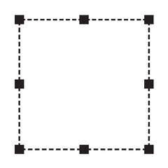 Dashed Square Bounding Box with Anchor Points Icon Illustrating Object Selection Transform Tool Resize Handle and Graphic Layout Guides ©  Yassine DS