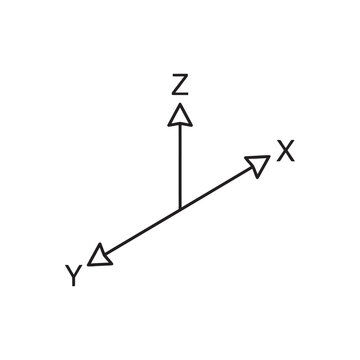 Three Dimensional Cartesian Coordinate System Graphic Vector Icon Illustrating XYZ Axis Orientation Spatial Geometry and Math Calculation Concepts