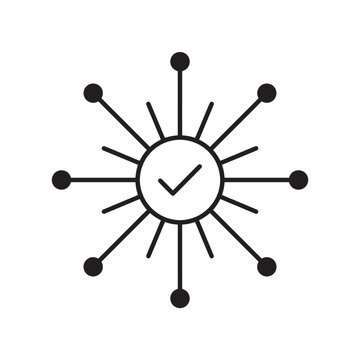 Verified Central Network Hub Node with Extended Connections Vector Icon Representing Core Authorization Mainframe Approval and Security Clearance Concepts