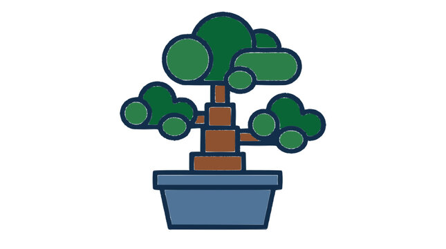 Bonsai Tree flat vector illustration cute cartoon icon design