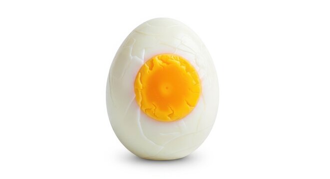 Half Boiled Egg with Bright Yellow Yolk Isolated