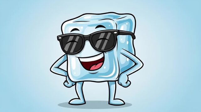 Cool Ice Cube Cartoon Character - A Refreshing and Fun Design.