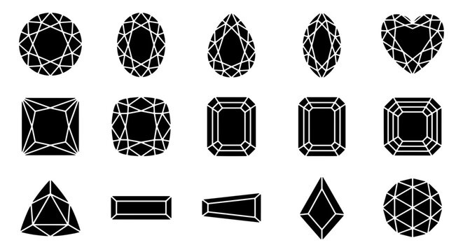 Collection of various gemstone shapes and cuts