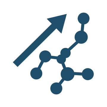 Linear Abstract Chemical Chain Molecule and Rising Arrow Graphic Vector Illustrating Breakthrough Scientific Research and Biochemistry Growth