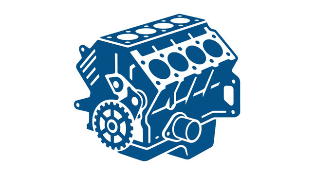 a car engine block  simplified mechanical shapes