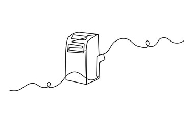 Obraz premium A minimalist continuous one line drawing of an air conditioner icon, featuring a clean and modern outline vector illustration on a white background