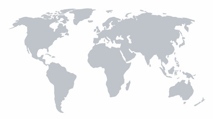 Obraz premium Simple grey world map silhouette on white background
