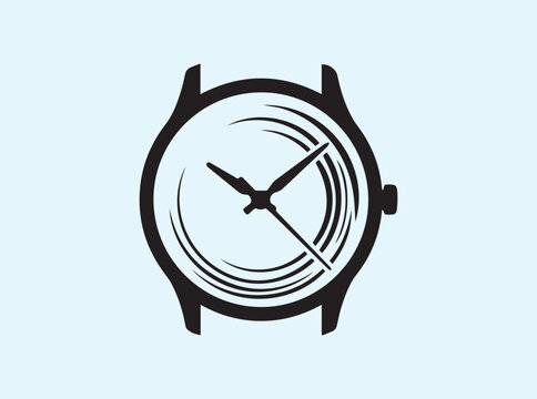 Minimal black icon of a ticking watch face with second hand motion lines for clean technical process diagrams in professional horology manuals and timekeeping studies