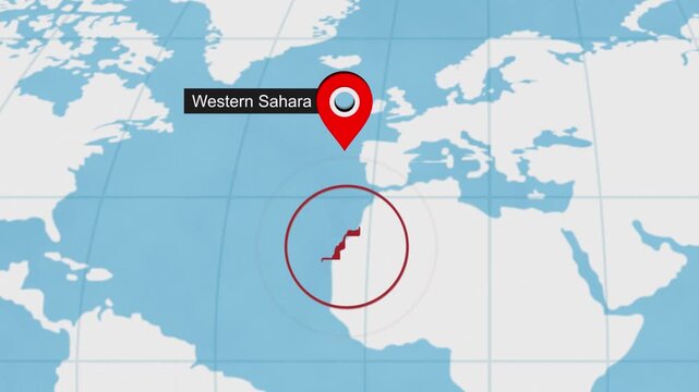 Western City Location on World Map Animation Concept