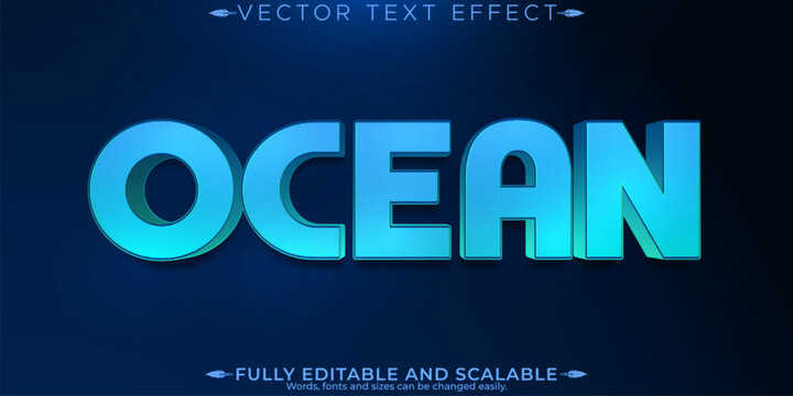 Ocean editable text effect, editable water and blue text style