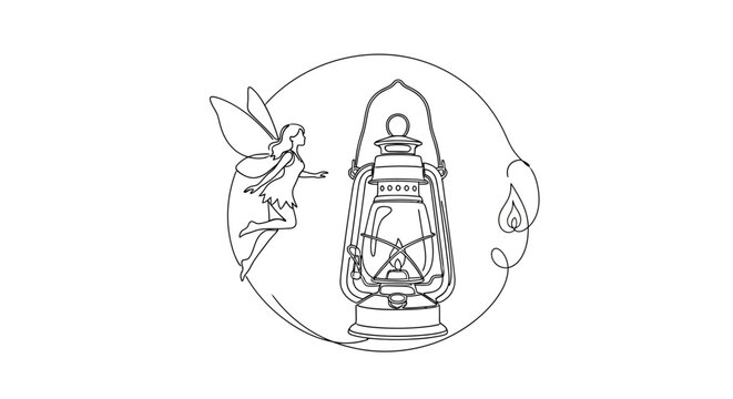 Whimsical Fairy Illuminating Old Lantern