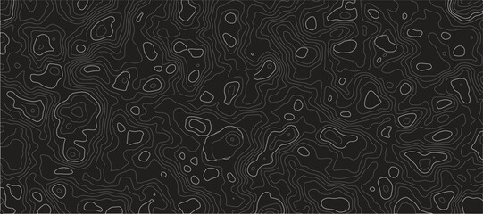 Topographic Contour Map Pattern With Abstract Terrain Lines and Seamless Dark Background Design. © AHAMMED