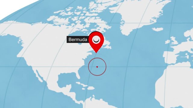 Bermuda Location Highlight on World Map with Circle Marker