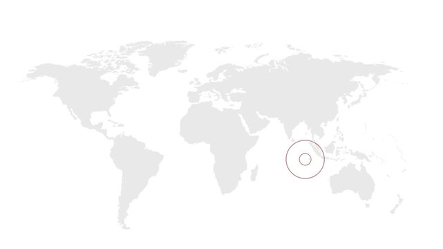 Cocos Location on World Map with Pin Marker Illustration