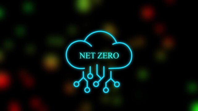 net zero cloud computing sustainable technology concept animation background green energy digital transformation and eco innovation 4k motion graphic