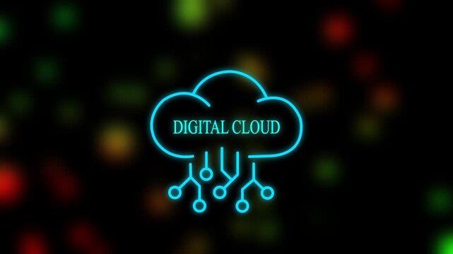 digital cloud computing sustainable technology concept animation background green energy digital transformation and eco innovation 4k motion graphic