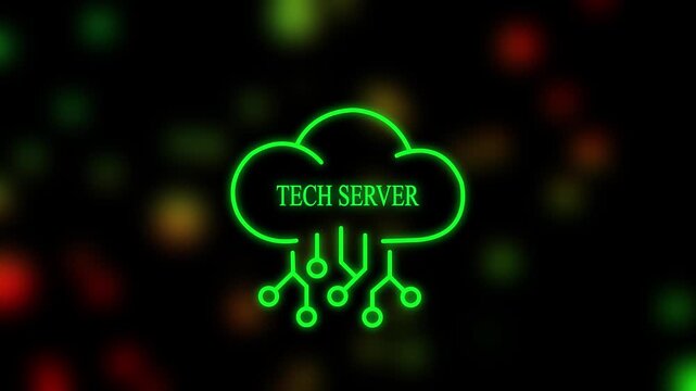 tech sever cloud computing sustainable technology concept animation background green energy digital transformation and eco innovation 4k motion graphic