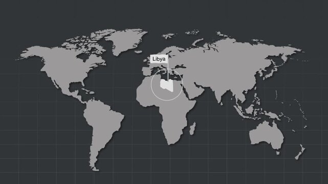 Libya Map Highlight Zoom Animation Geography Concept