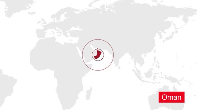 Oman Map Location Pointer Animation on World Map