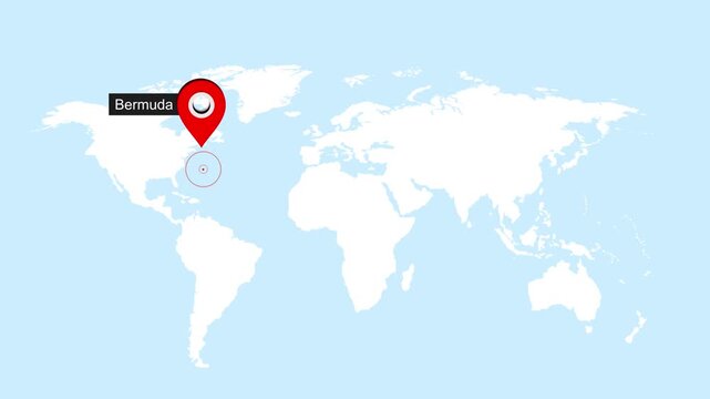 Bermuda Map Pin on World Map Animation