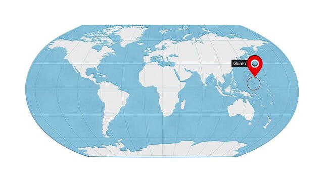 Guam Location on World Map with Pin Marker Illustration