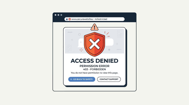Error message on computer screen displays access denied with shield icon