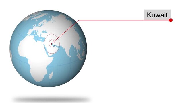 Kuwait Map Pin on World Map Animation
