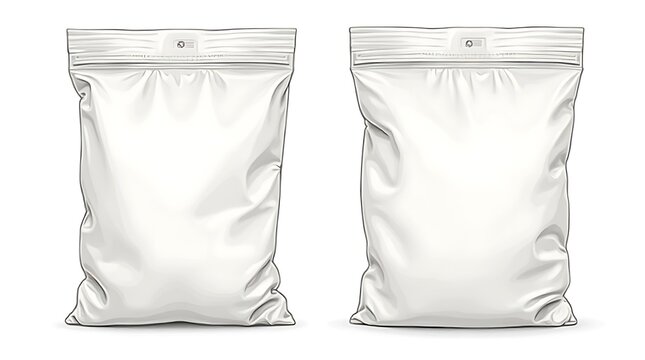 Two White Stand Up Pouches Flat Packed Bags
