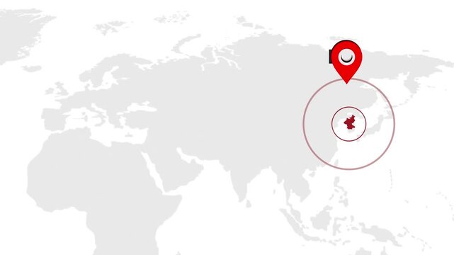 North Country Location Animation on Digital World Map