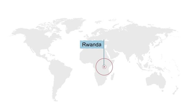 Rwanda Location Pin on World Map for Travel Concept