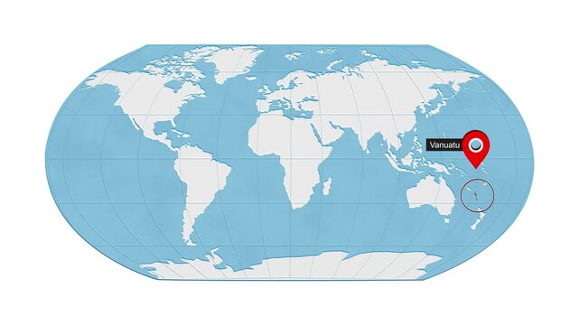 Vanuatu Location on World Map with Pin Marker Illustration