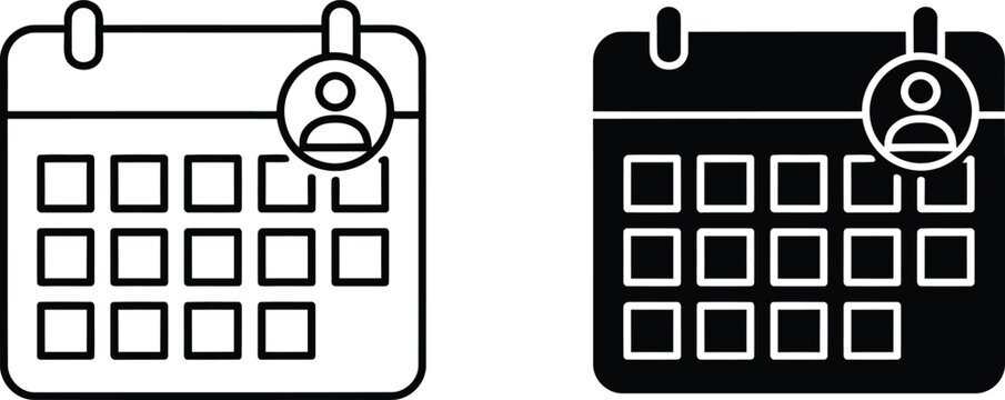 Calendar with user profile icon set for appointment and team management