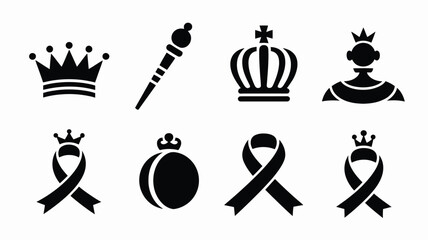 Naklejka premium Kings birthday bundle logo silhouette royalty icons set