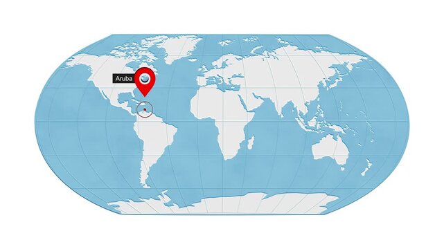 Aruba Map Highlight Zoom Animation Geography Concept