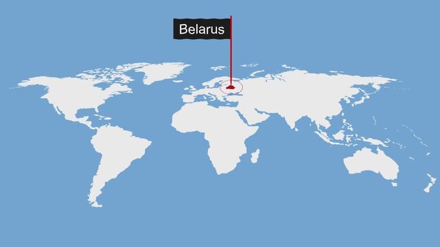 Belarus City Location on World Map Animation Concept