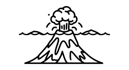 Obraz premium Volcano Eruption Line Art Icon - Simple Outline Illustration of Explosive Mountain